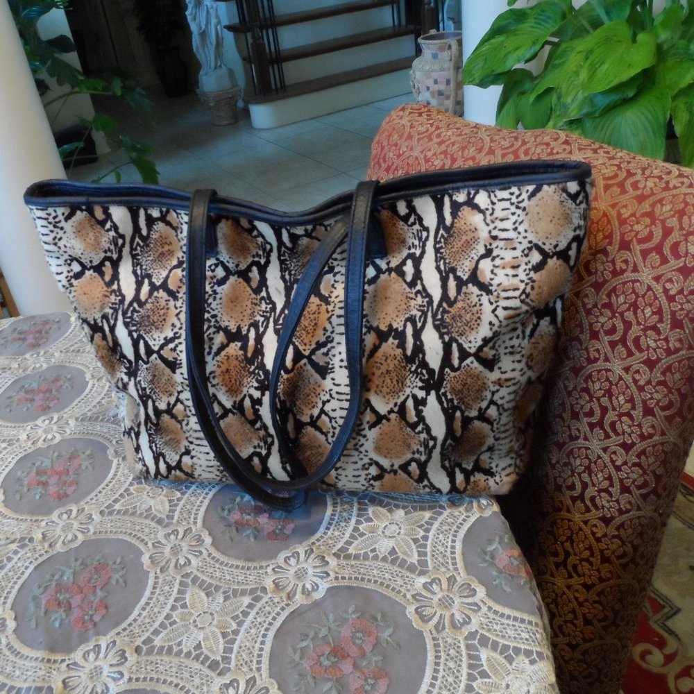 Clever Carriage Company Python Print Calf Hair La… - image 4